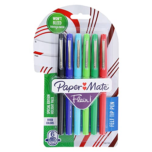 Paper Mate Flair! Pens, Felt Tip, Medium Point, 0.7 mm - 6 pens