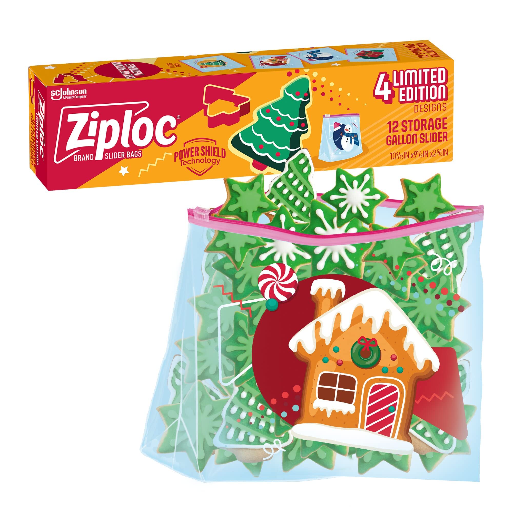 Ziploc Gallon Food Storage Slider Bags, Power Shield Technology For More  Durability, 12 Count, Holiday Designs, Packaging May Vary